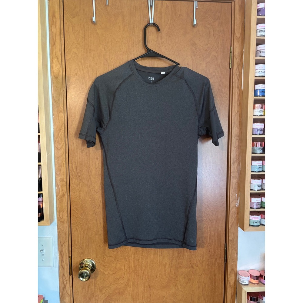 DSG Mens Compression Short Sleeve Athletic Shirt Charcoal Heather Grey Small
